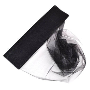 48cm x 5m Shimmer Sheer Black Crystal Organza - Wedding Chair Sashes and Backdrop Decorations
