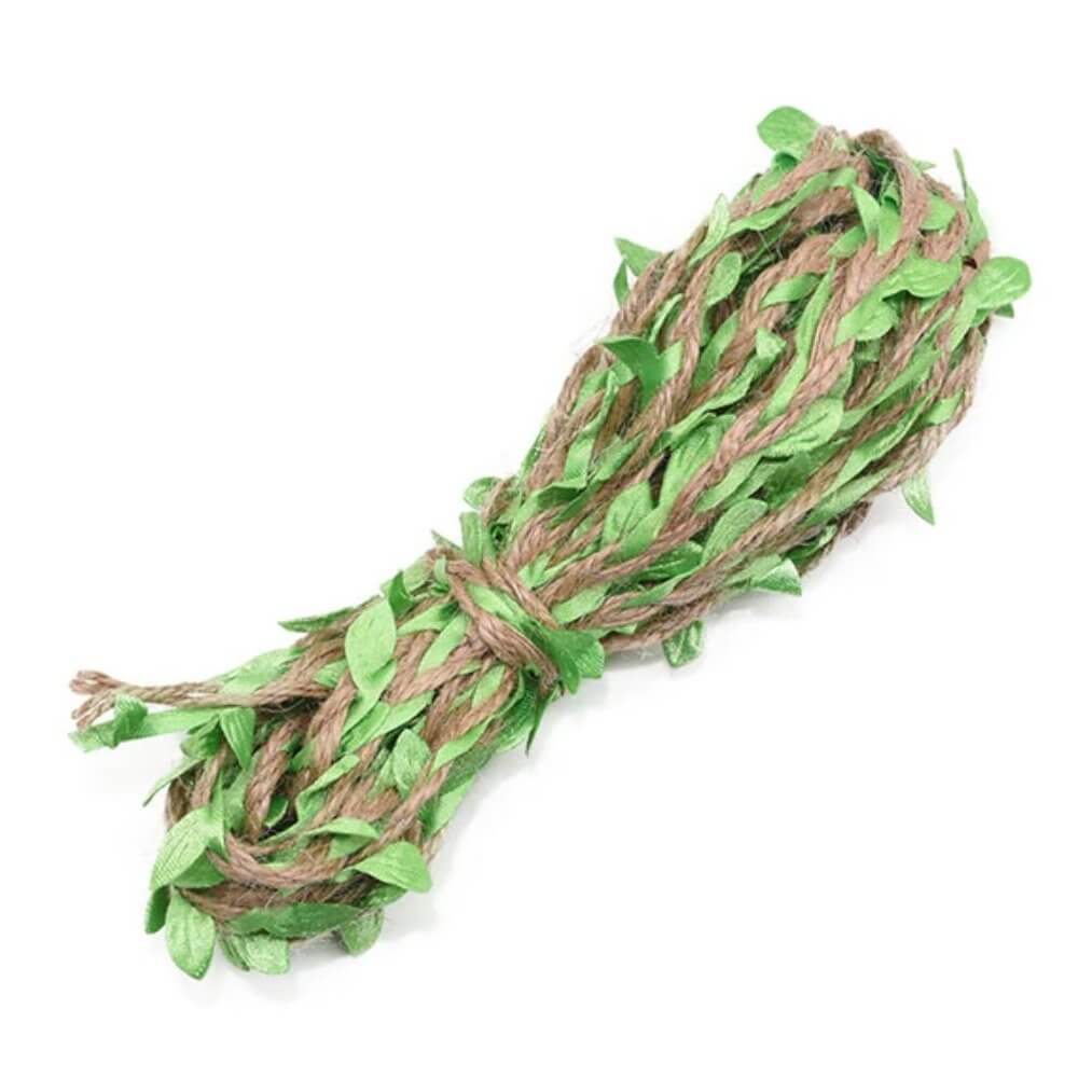 5m Artificial green Leaf Hessian Burlap Trim Ribbon Roll