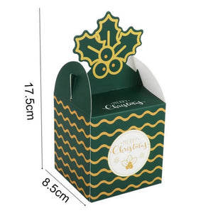 Cardboard Foldable Christmas Gift Box 5 Pack - Green Holly Leaves