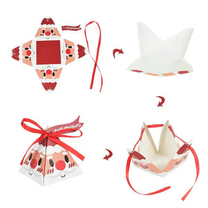 DIY Christmas Pyramid Candy Gift Box 5 Pack - Cute Smiling Santa Claus