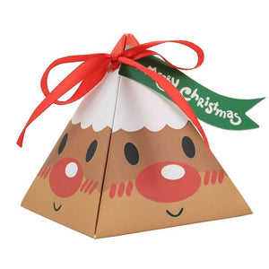 DIY Christmas Pyramid Candy Gift Box 5 Pack - Cute Smiling Reindeer
