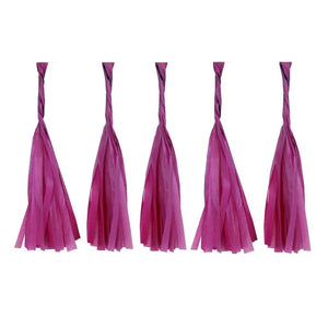 Fuchsia Tissue Paper Tassel Garlands - Online Party Supplies