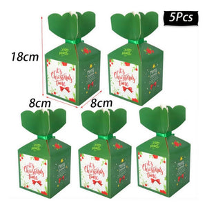 Green It's Christmas Time Gift Box 5 Pack - Christmas Gift Packing/ Cookie Wrapping Ideas