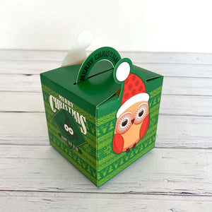 Green Merry Christmas Owl Treat Box 5 Pack