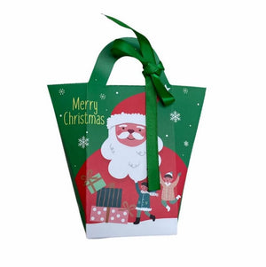 Mini Christmas Paper Treat Tote Bag with Handle 5 Pack - Holiday Gift Packaging and Goodie Box Wrapping Ideas