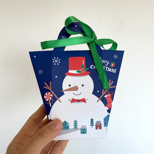 Mini Christmas Paper Treat Tote Bag with Handle 5 Pack - Holiday Gift Packaging and Goodie Box Wrapping Ideas