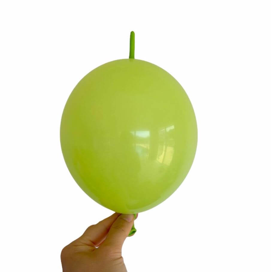 6 inch Latex Linking Tail Balloon 10 Pack - lime green