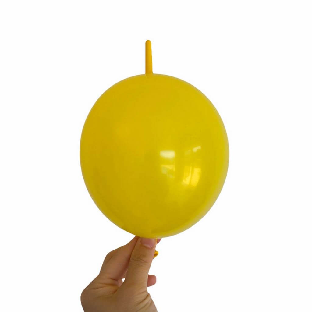 6 inch Latex Linking Tail Balloon 10 Pack - yellow