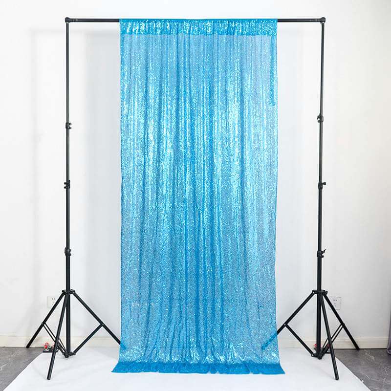 Lake Blue Shimmer Sequin Wall Backdrop Curtain - 60cm x 240cm