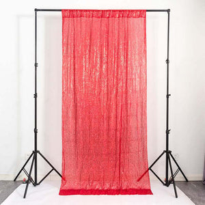 Red Shimmer Sequin Wall Backdrop Curtain - 60cm x 240cm