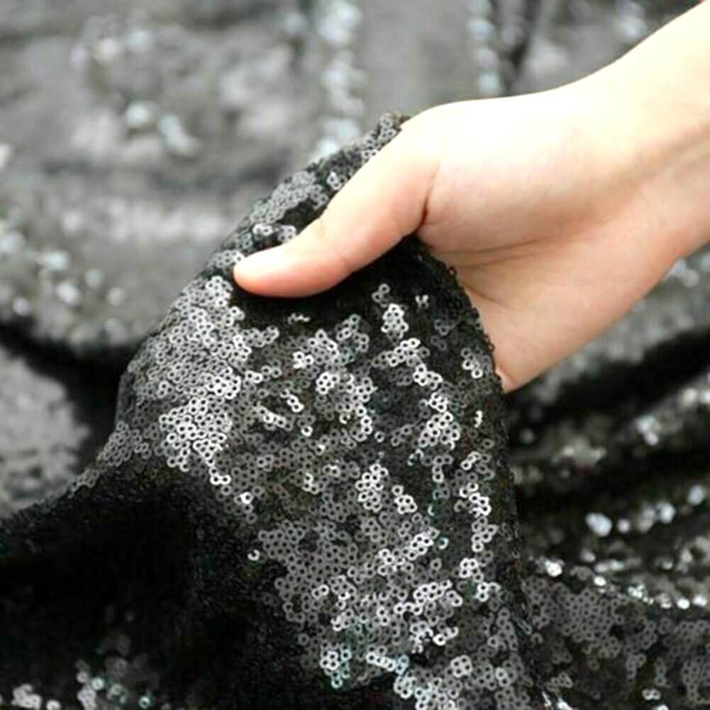 Round Sparkling Black Sequin Tablecloth Cover - 60cm, 80cm, 100cm, 120cm