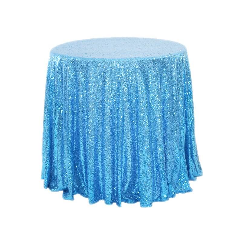 Round Sparkling Blue Sequin Tablecloth Cover - 60cm, 80cm, 100cm, 120cm