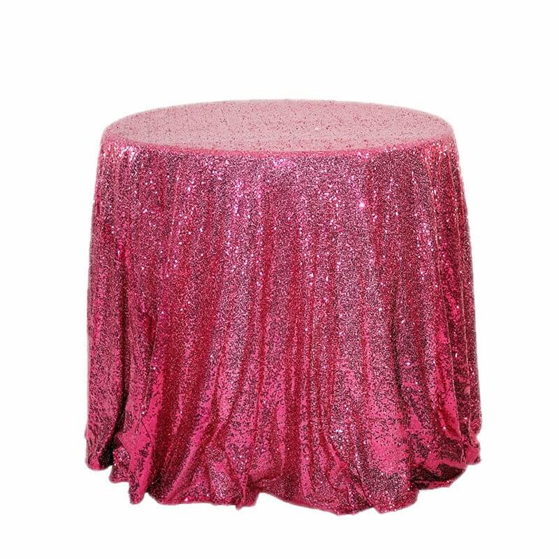 Round Sparkling Hot Pink Sequin Tablecloth Cover - 60cm, 80cm, 100cm, 120cm