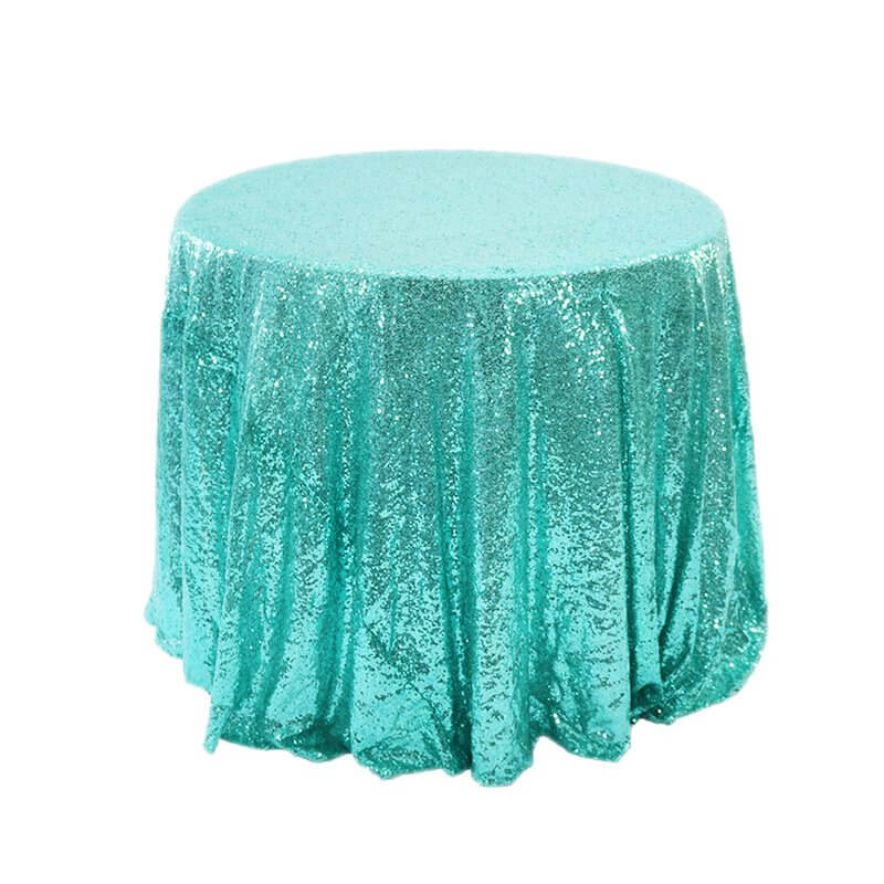 Round Sparkling Tiffany Blue Sequin Tablecloth Cover - 60cm, 80cm, 100cm, 120cm
