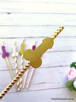 Naughty Funny Penis Paper Drinking Straws - Hen Party Favours