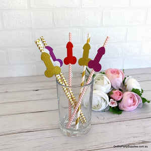 Naughty Funny Penis Paper Drinking Straws - Hen Party Favours