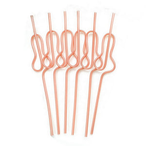 Rose Gold Swirly Penis Straw 6 Pack