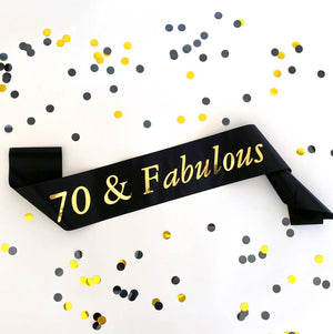 Black 70 & Fabulous Birthday Party Sash