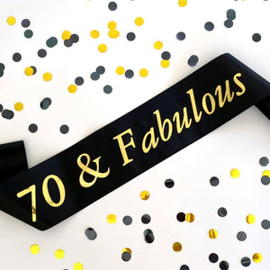 Black 70 & Fabulous Birthday Party Sash