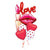Lipstick, Red Lip, Love Script & Red Heart Balloon Bouquet - 7 pieces