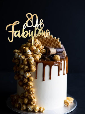 Acrylic Gold Mirror 80 & Fabulous Cake Topper