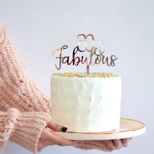 Acrylic Rose Gold Mirror 80 & Fabulous Cake Topper