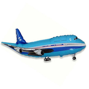 82cm/ 32inch Large Blue Flying Airplane Shaped Helium Foil Balloon Set - Online Party Supplies