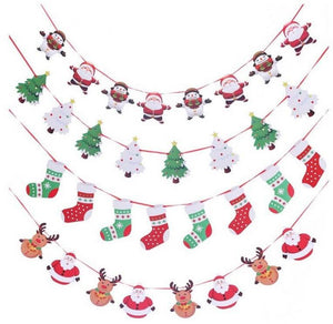 Online Party Supplies Reversible Christmas Tree Paper Banner Bunting - Christmas Party Decorations