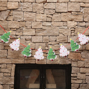 Online Party Supplies Reversible Christmas Tree Paper Banner Bunting - Christmas Party Decorations