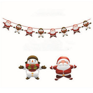 Online Party Supplies Reversible Christmas Santa and Snowman Paper Banner Bunting - Christmas Party Decorations