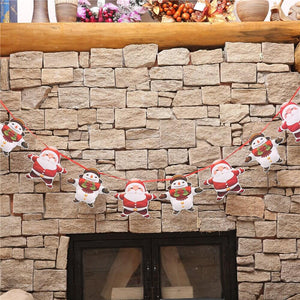 Online Party Supplies Reversible Christmas Santa and Snowman Paper Banner Bunting - Christmas Party Decorations