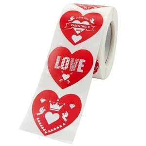 3.5cm Heart Happy Valentine's Day Sticker 50 Pack - A257