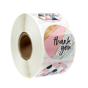 2.5cm Round Modern Abstract Pattern Thank You Sticker 50 Pack - A31