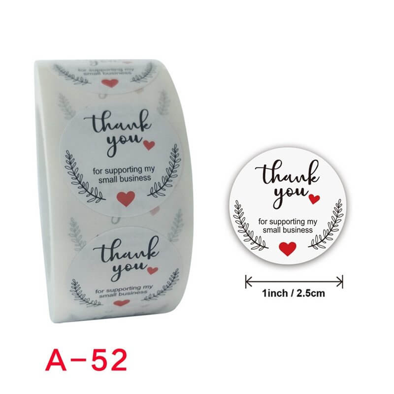 2.5cm Round Wheat Wreath Thank You For Supporting My Business Sticker 50 Pack - A52