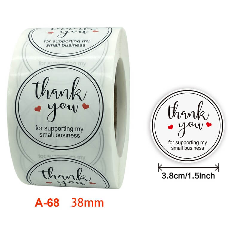 3.8cm Round Thank You For Supporting My Business Sticker 50 Pack - A68