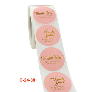 3.8cm Round Rose Gold Thank You For Supporting My Small Business Gold Print Sticker 50 Pack - C24-38