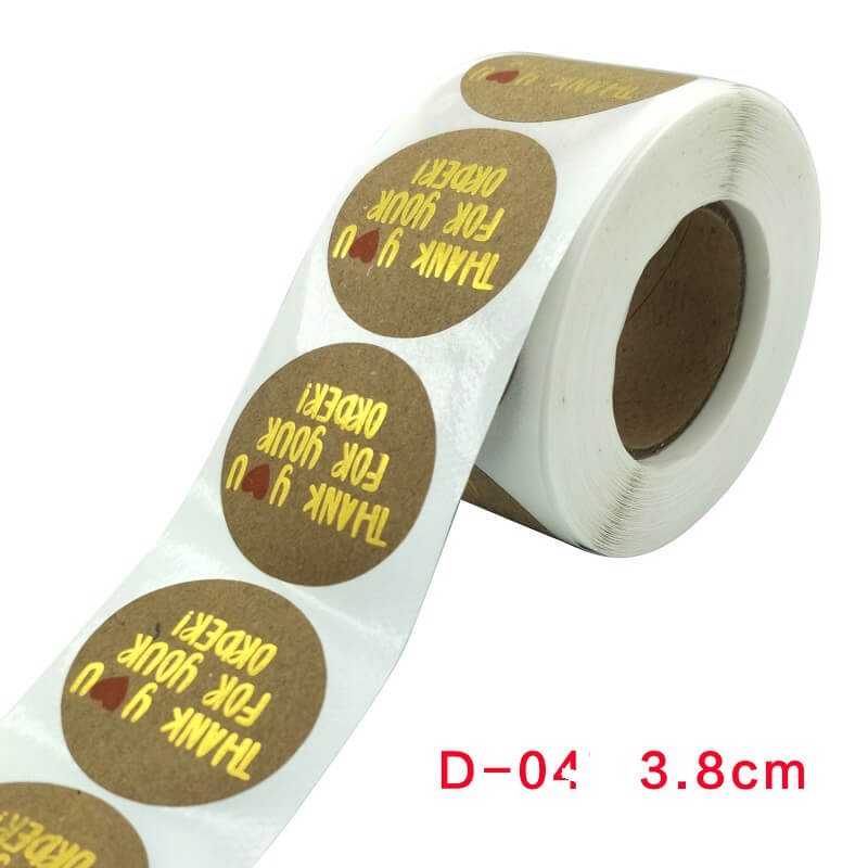 3.8cm Round Kraft Paper Thank You For Your Order Gold Print Sticker 50 Pack - D04
