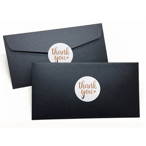 3.8cm Round White Thank You Rose Gold Print Sticker 50 Pack - D18-38