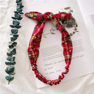Top Knot Plaid Christmas Headband for Adults - Holiday Hair Accessories, Hair Ties, and Elastics