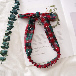 Top Knot Plaid Christmas Headband for Adults - Holiday Hair Accessories, Hair Ties, and Elastics
