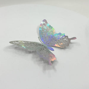 3D Removable Paper Butterfly Wall Sticker 3 Size 12 Pack - Metallic Silver- HB001.S