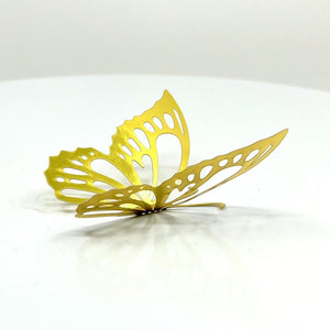 3D Removable Paper Butterfly Wall Sticker 3 Size 12 Pack - Metallic Gold - HB002