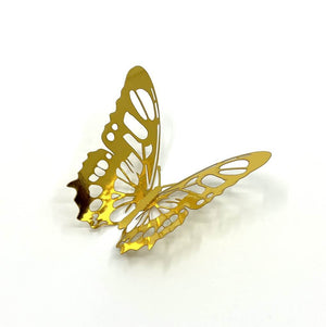 3D Removable Paper Butterfly Wall Sticker 3 Size 12 Pack - Metallic Gold - HB006