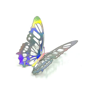 3D Removable Paper Butterfly Wall Sticker 3 Size 12 Pack - Metallic Silver - HB006-S