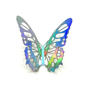 3D Removable Paper Butterfly Wall Sticker 3 Size 12 Pack - Metallic Silver - HB006-S