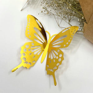 3D Removable Paper Butterfly Wall Sticker 3 Size 12 Pack - Metallic Gold - HB008.G