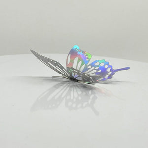 3D Removable Paper Butterfly Wall Sticker 3 Size 12 Pack - Metallic Silver - HB008.S