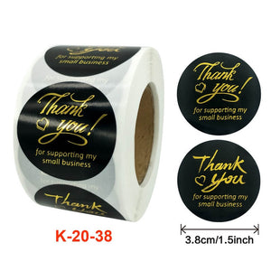 3.8cm Round Black Thank You For Your Supporting My Business Sticker 50 Pack - K20-38