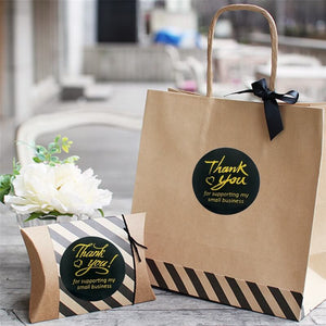 3.8cm Round Black Thank You For Your Supporting My Business Sticker 50 Pack - K20-38