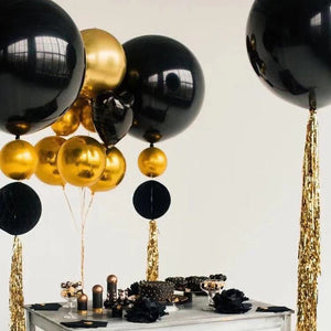 22" Jumbo black ORBZ 4D Sphere Round Metallic Foil Balloon - Online Party Supplies